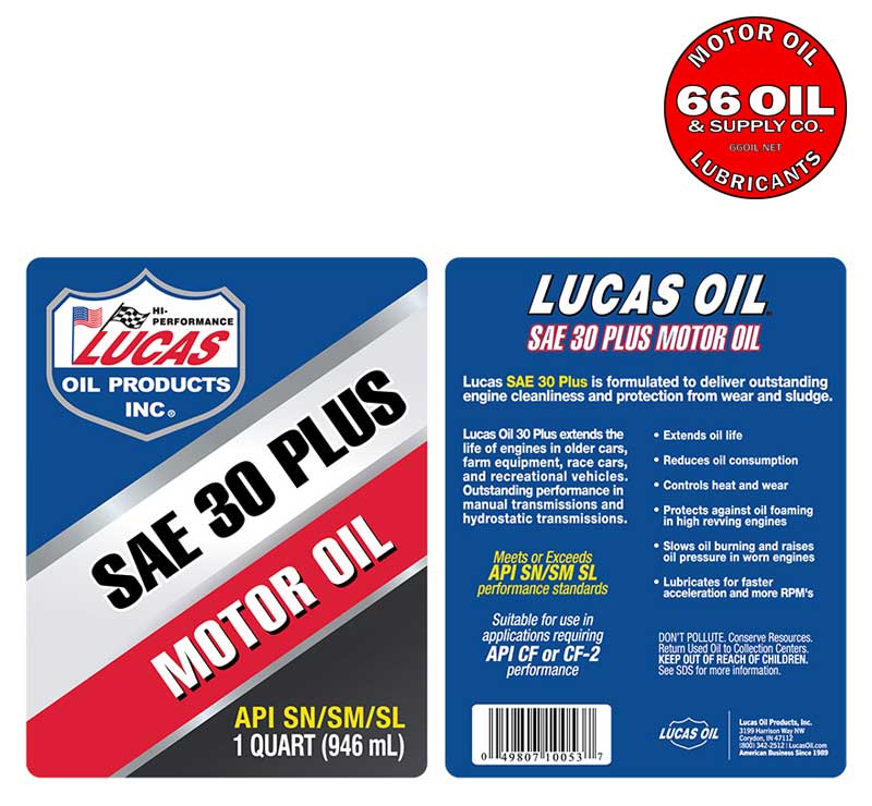 Lucas SAE 30 Plus High Mileage Motor Oil by the Case