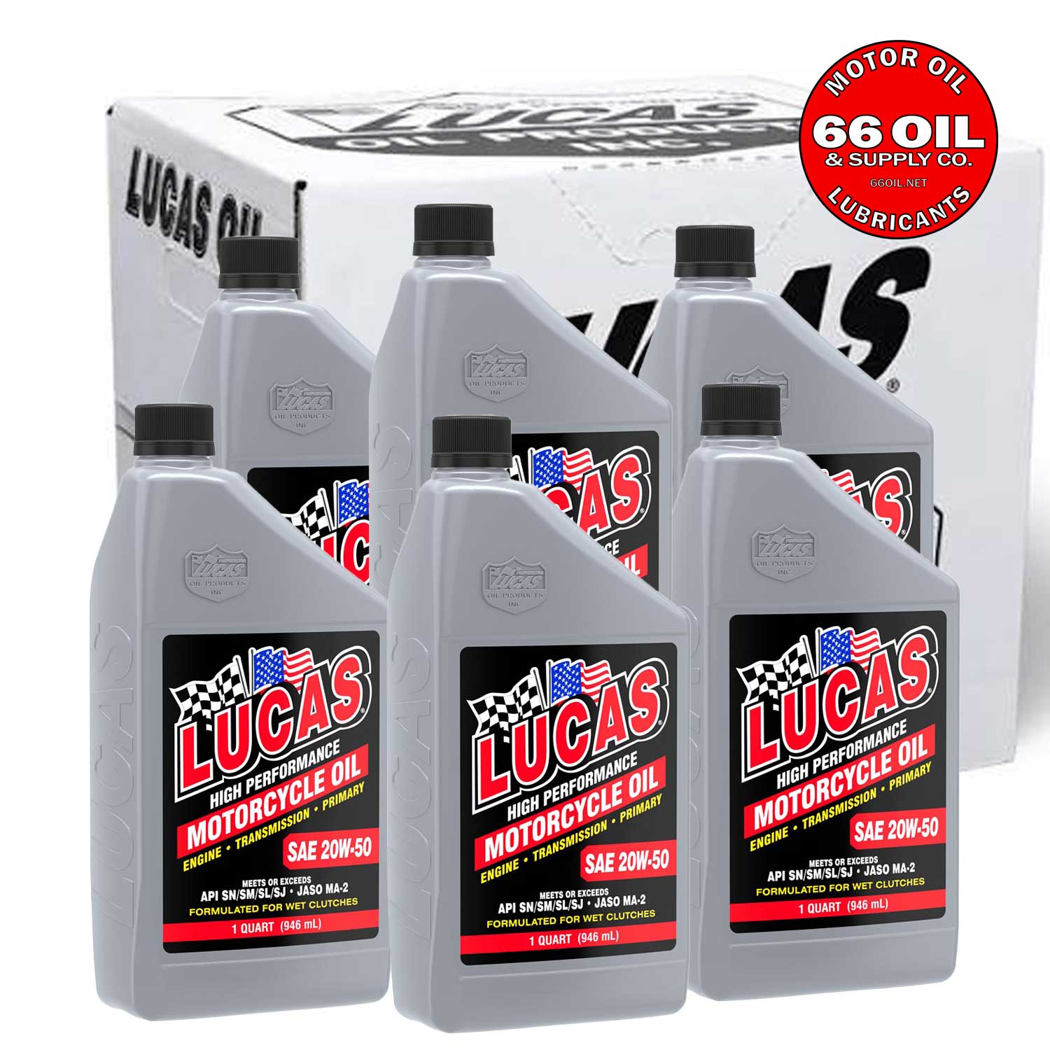 Lucas 20W-50 Conventional Motorcycle Oil by the Case