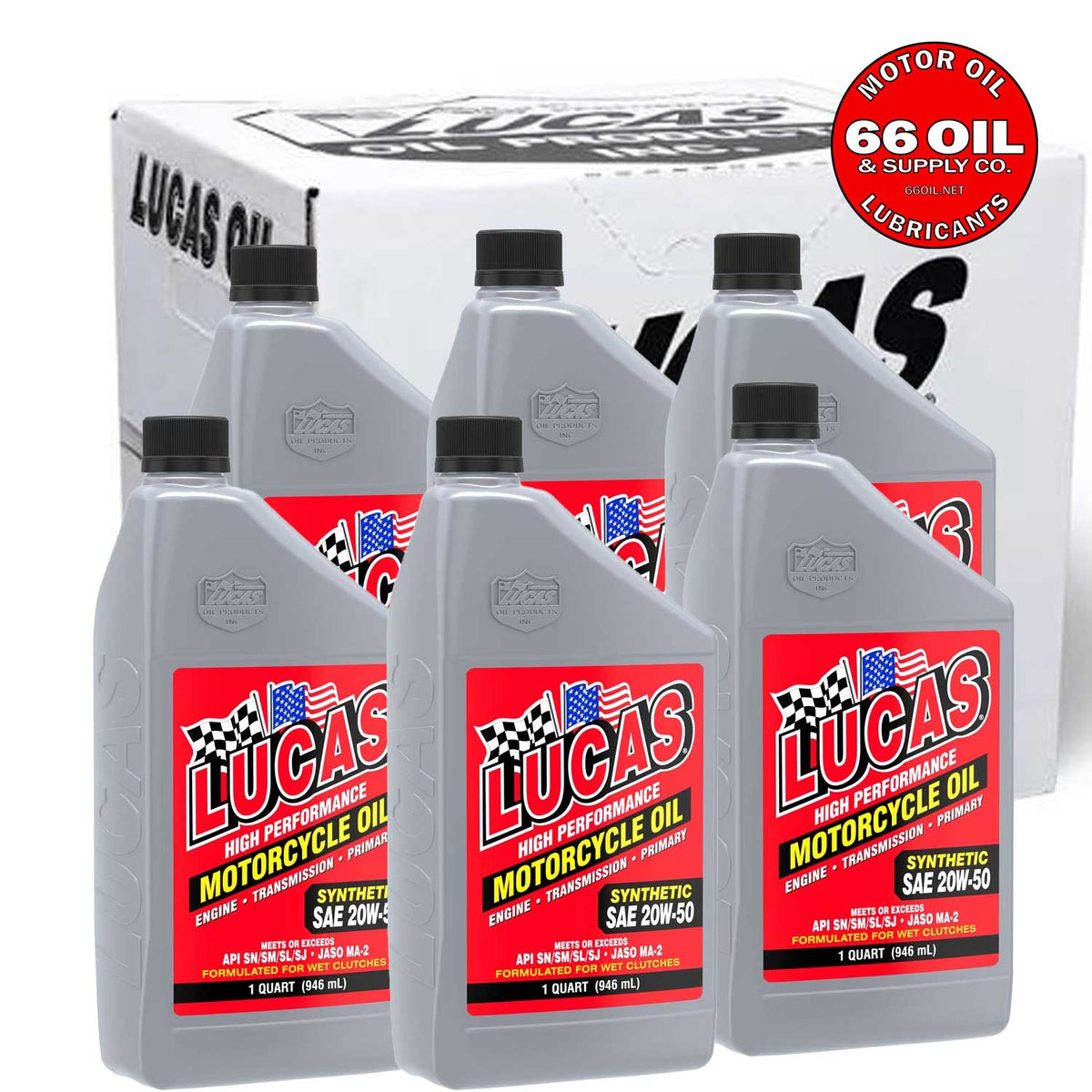 Lucas 20W-50 Synthetic Motorcycle Oil by the Case
