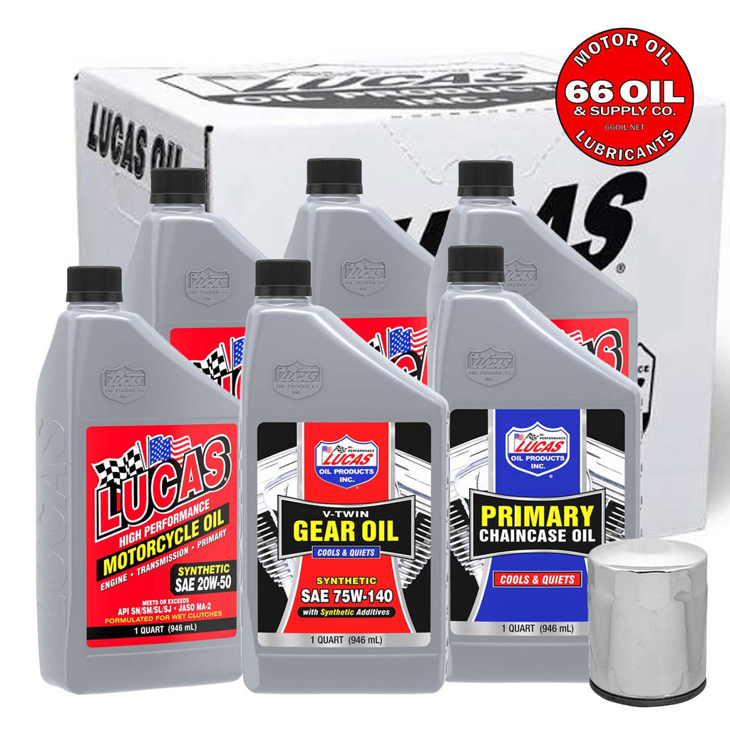 20W-50 Synthetic Oil Change Kit w/ Chrome Filter for Twin Cam, Milwaukee 8
