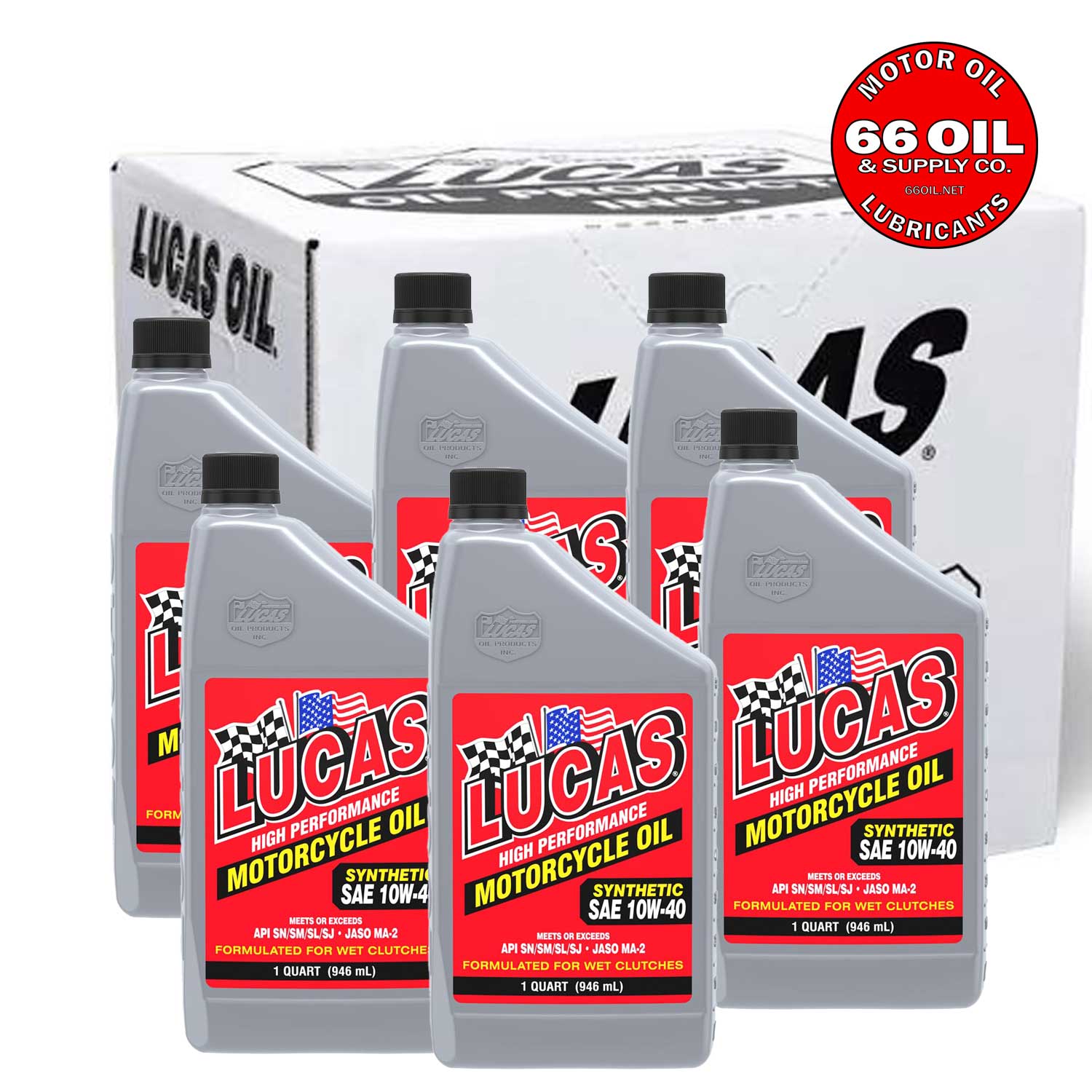 Lucas 10W-40 Synthetic Motorcycle Oil by the Case