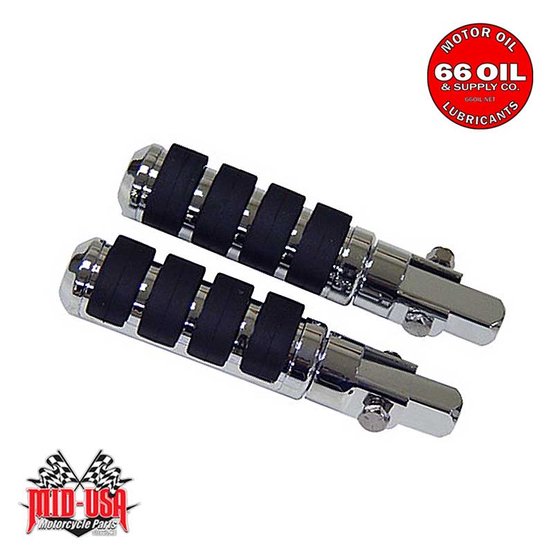 Small Diameter Chrome Anti Vibe Footrests, Fits All Models, 3/8" Stud Mount with Hardware (Copy)