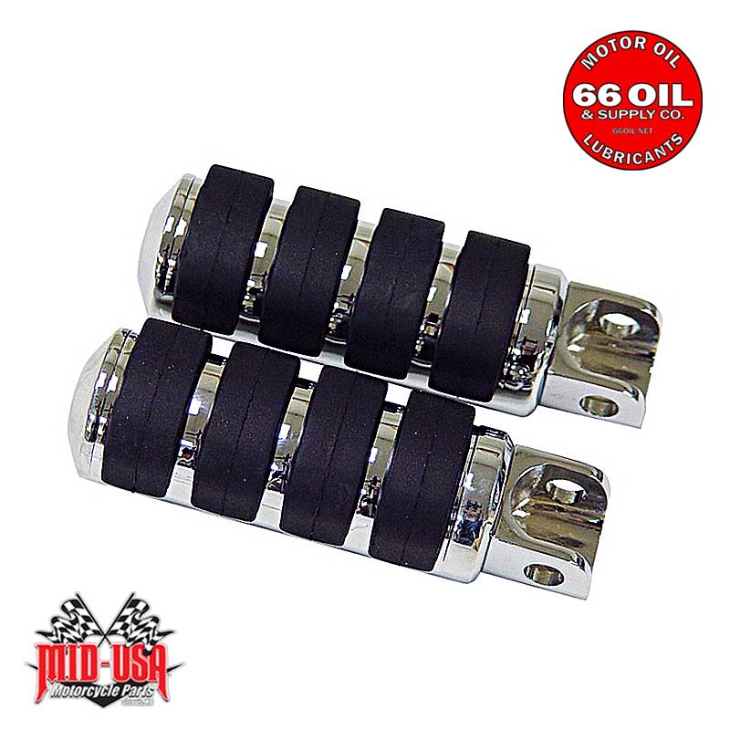Large Diameter Chrome Anti Vibe Footrests, All Models, Female Mount