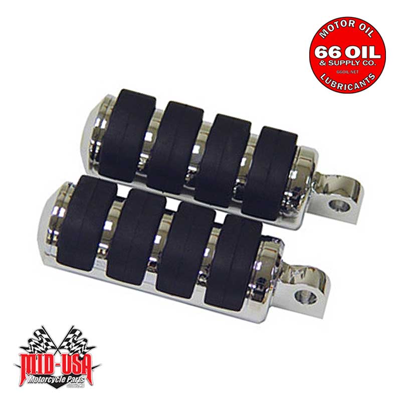 Large Diameter Chrome Anti Vibe Footrests, All Models, Male Mount