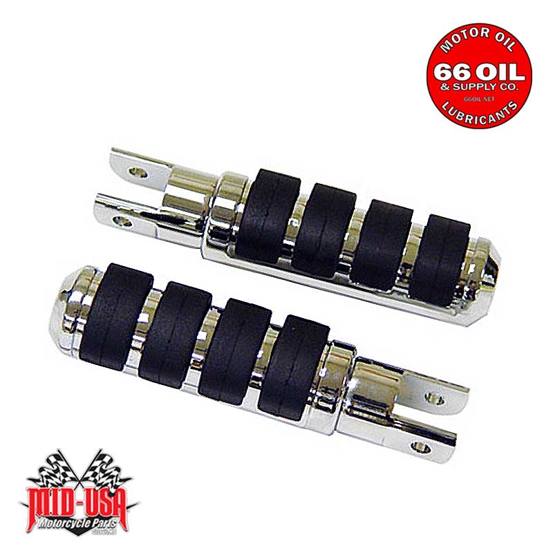Small Diameter Chrome Anti Vibe Footrests, All Models, Female Mount