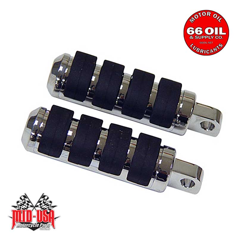 Small Diameter Chrome Anti Vibe Footrests, All Models, Male Mount