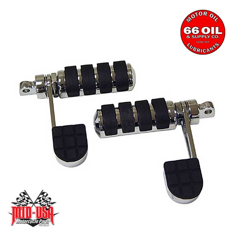 Large Diameter Chrome Anti Vibe Footrests with Heel Supports, All Models