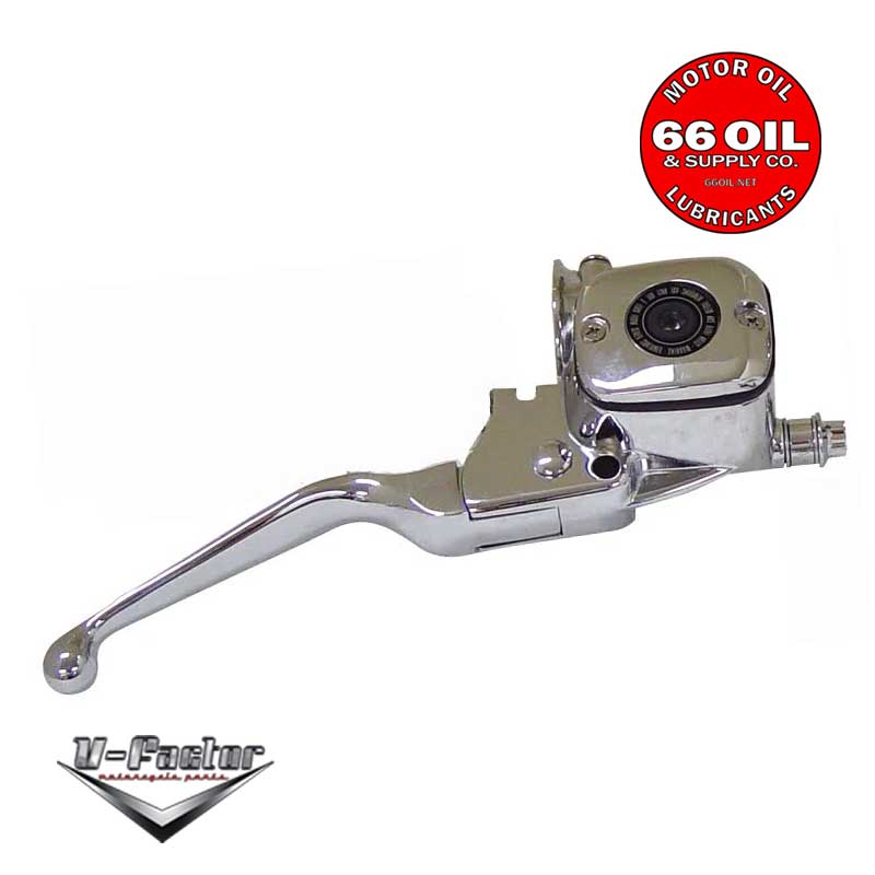Chrome Front Brake Master Cylinder with Low-Profile Reservoir Fits 96-06 Harley-Davidson