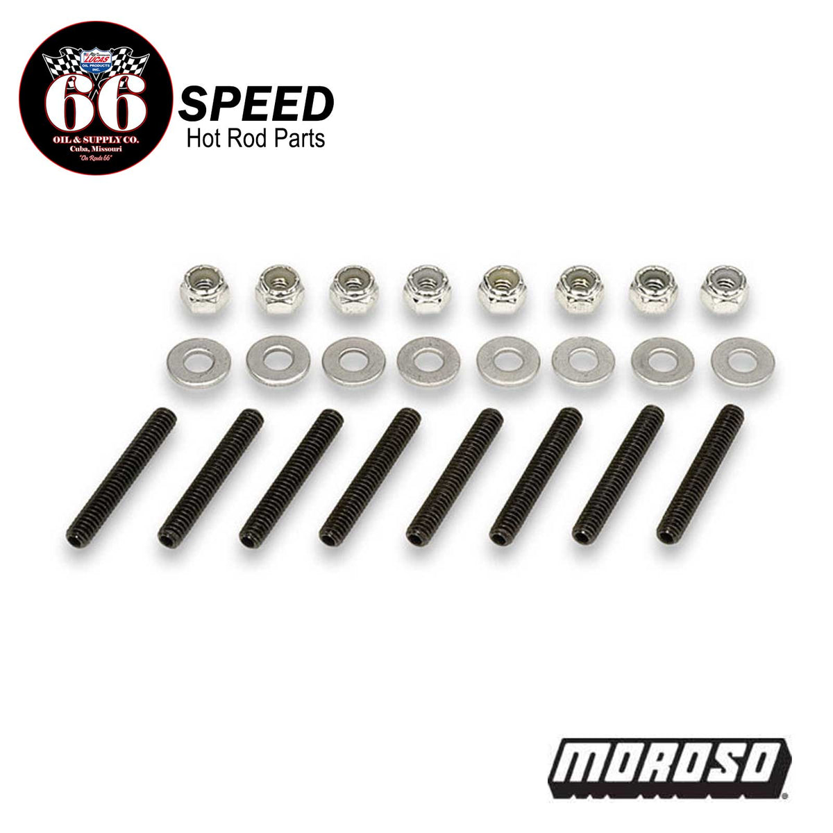 Moroso 1/4"-20 Valve Cover Stud Kit with Nuts & Flat Washers - Pack of 8