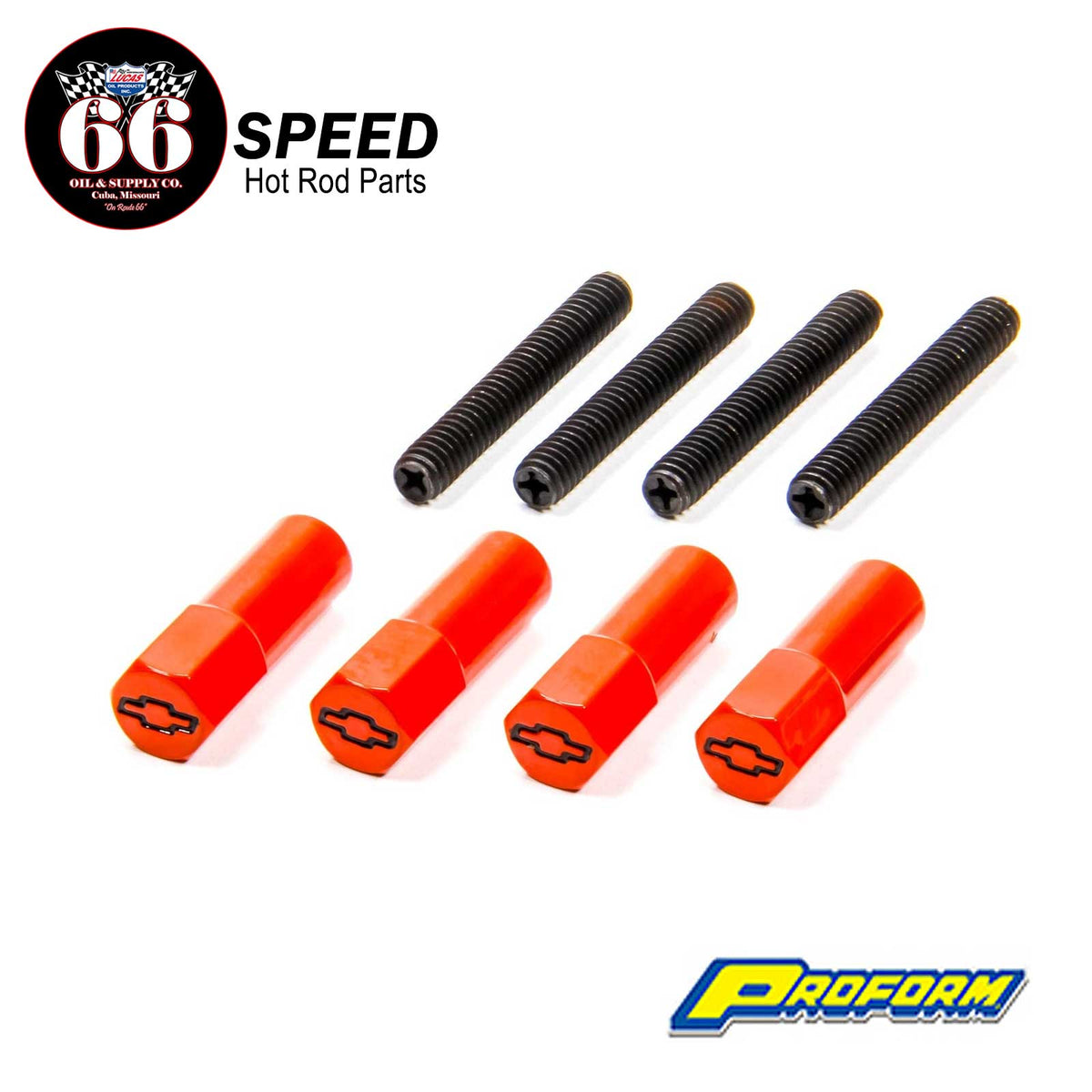 Orange GM Performance Bowtie 1/4-20 Valve Cover Fasteners - Pack of 4