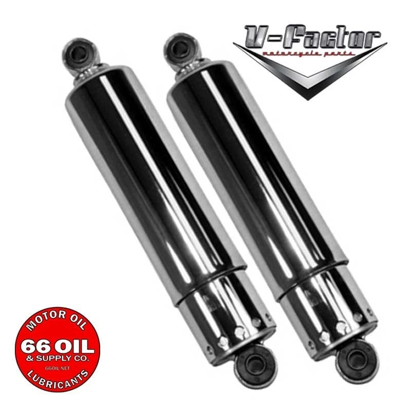 Chrome Covered 12" Shocks for 73-86 Shovelhead, 4-Speed Big Twin